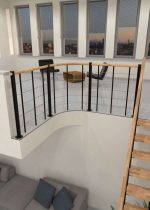 Brüstungsgeländer mit Untergurten und Holz-Handlauf gerade – Bild 2