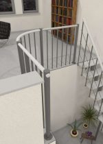 Brüstungsgeländer mit vertikalen Stäben und Holz-Handlauf gerade – Bild 4