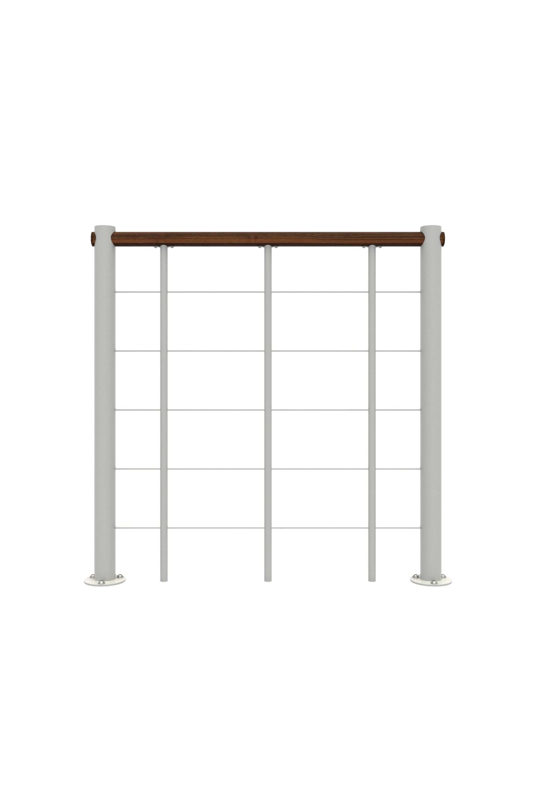 Brüstungsgeländer mit Untergurten und Holz-Handlauf gerade